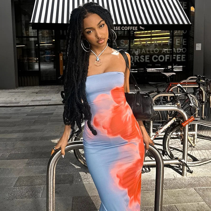 Straple Tube Maxi Dress Off Shoulder Backless Stretch Long Sundre