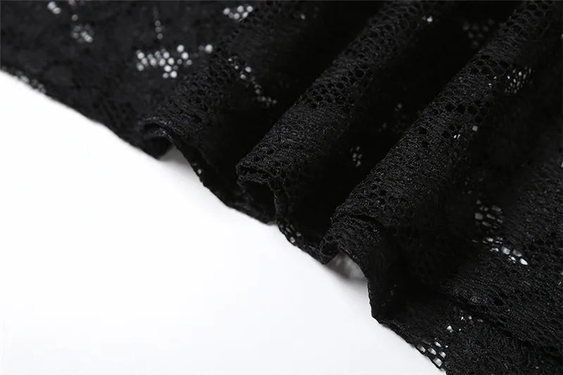 Black See Through Lace Slit Maxi Dress