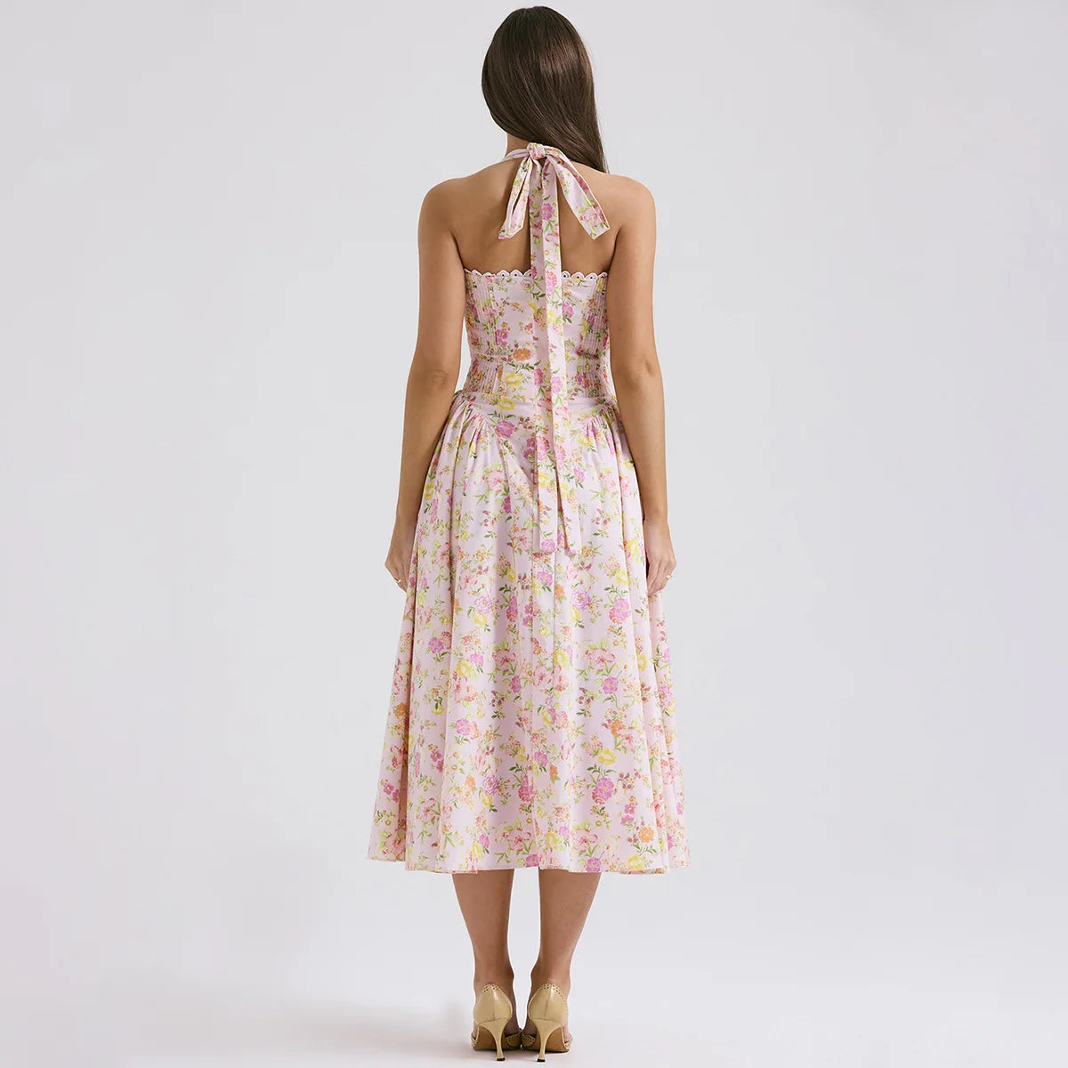 Slim Fit A-Line Halter Midi Dress