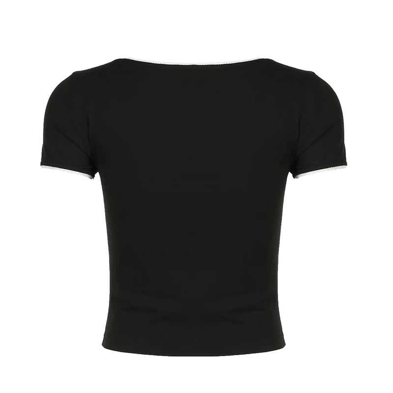 Crewneck Bow Patchwork Tee Shirts Ruched 's Top Pullovers