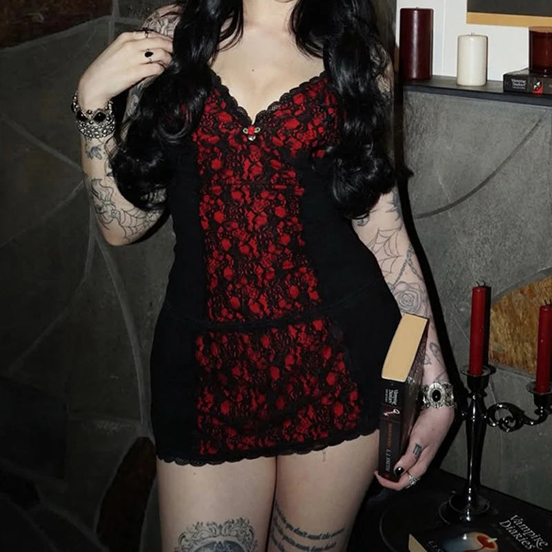Gothic Lace Floral Vest Slim Backless Knit Top