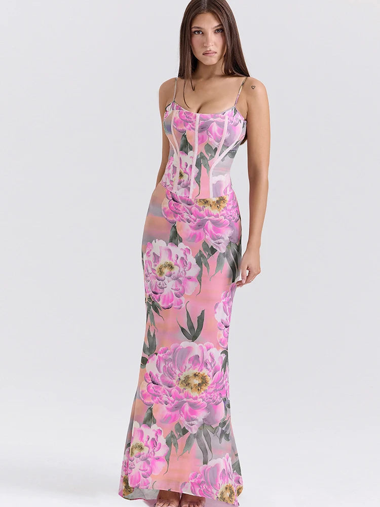 Aesthetic ed Dress Luxury Sleeveless Low Neck Body-shaping Maxi Frock