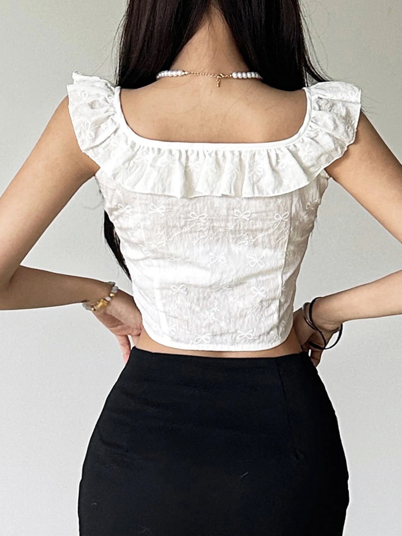 White Ruffles Tank Top