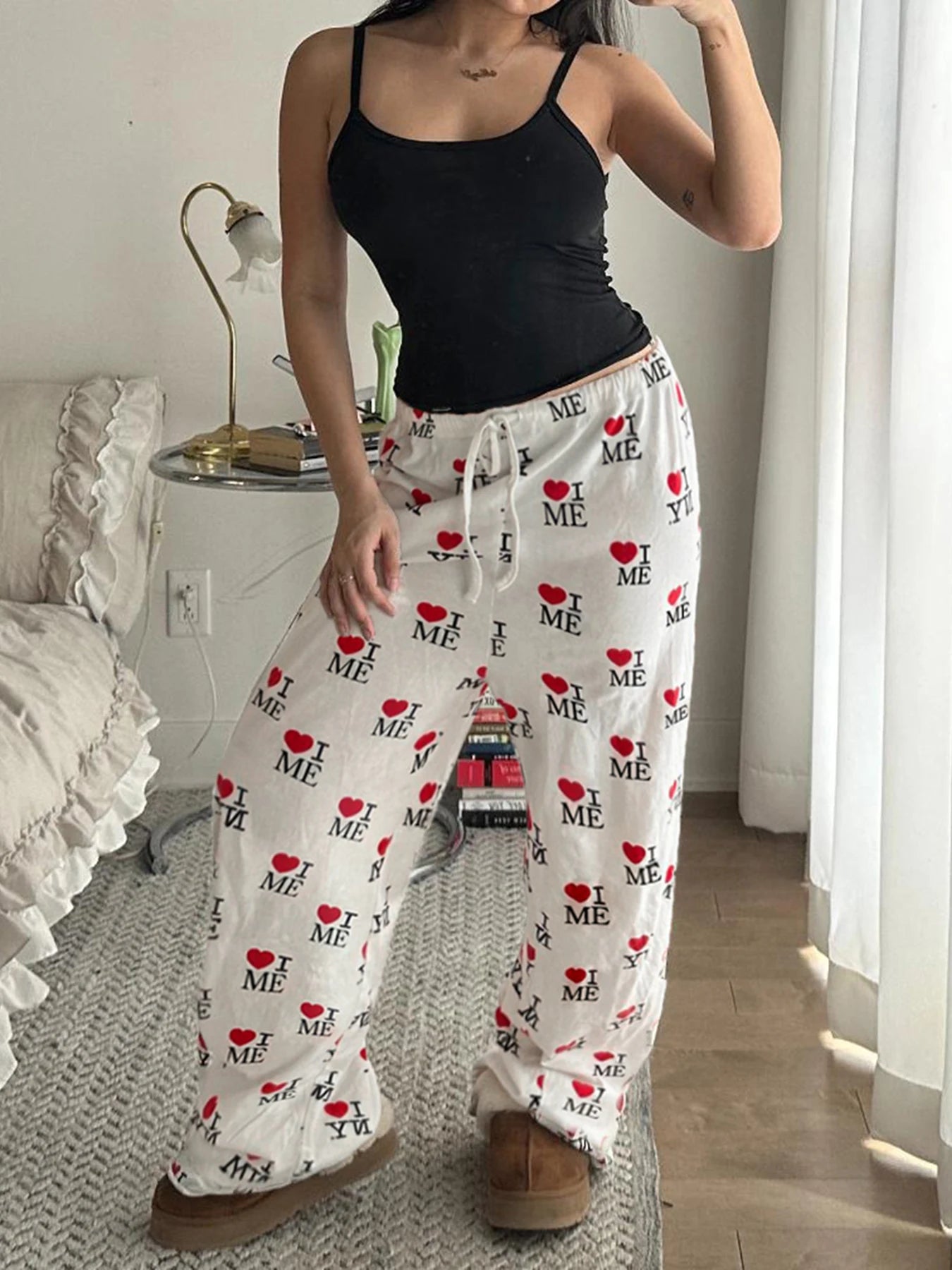 Jogger Looe Sweatpant Lace-up Letter Pant Trouer