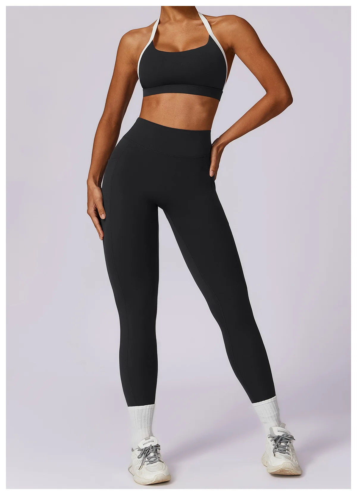 2 Pieces Tracksuit Yoga Set Workout Sports Gym Fitness Long Sleeve Crop Top High Waist Leggings Sports Suits