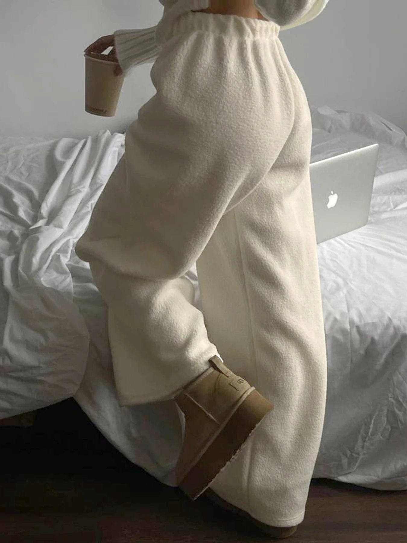 's Thermal Lined Pants Comfy Trousers Fall Drawstring Bottoms Daily