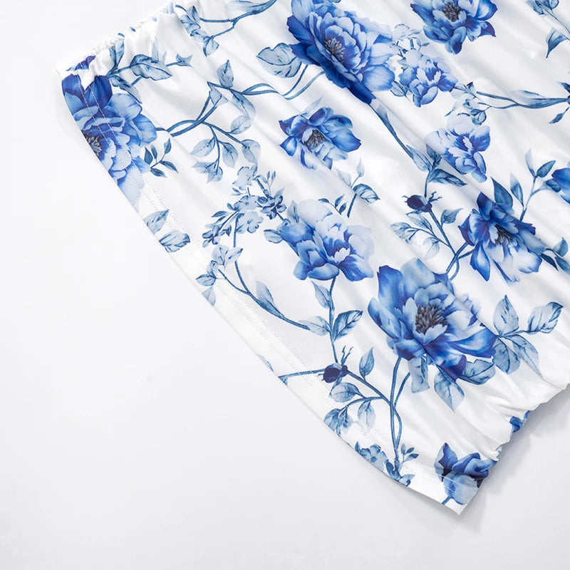 'S Spring And Shrink Pleated Package Hip Slim Printing Camisole Tie Dress Dress
