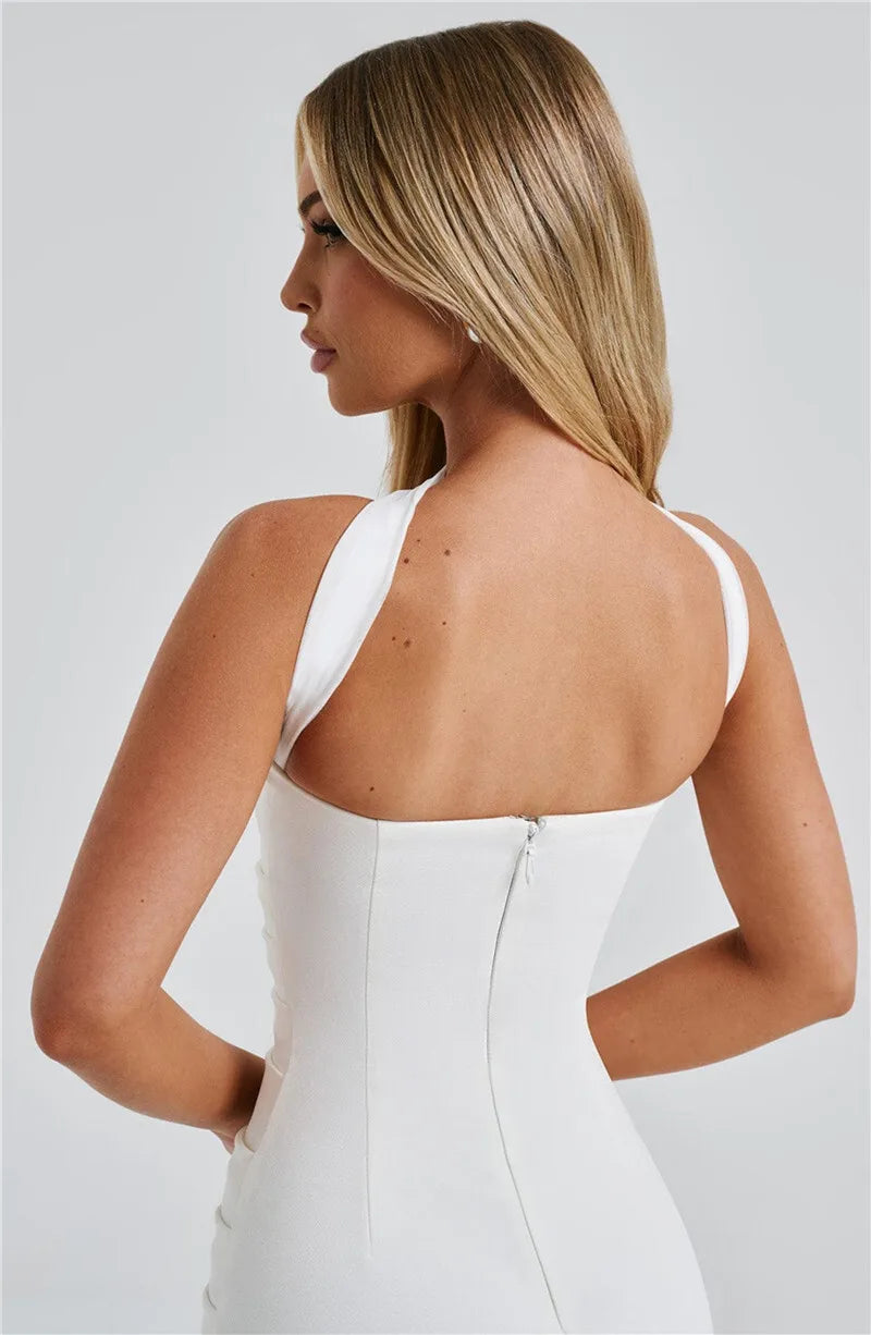 Scarf Collar Backless Bodycon Maxi Dress