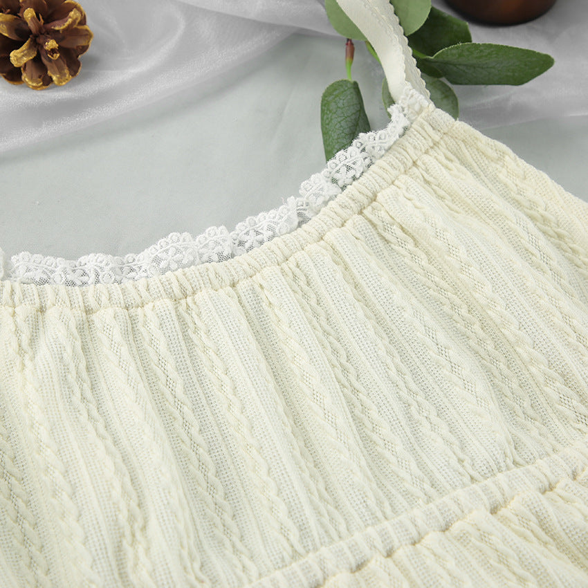 Lace Patchwork Pajamas Sets Hollow Out Crop Top Sleep Spaghetti Strap Night Shorts Nightie Suits