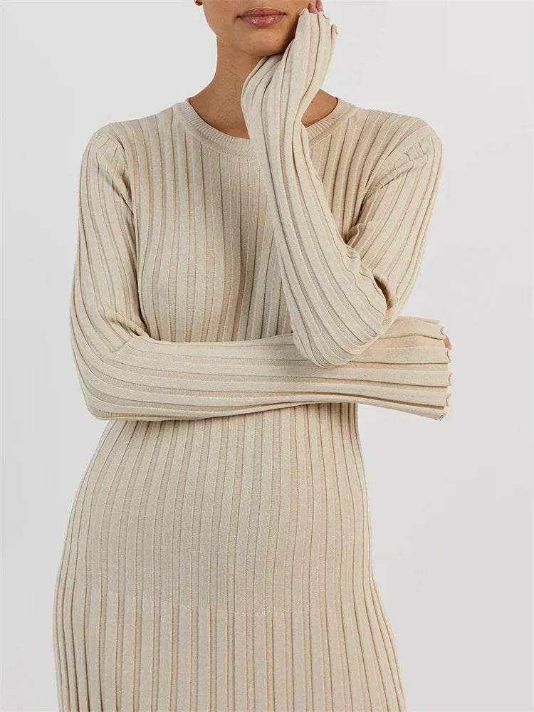 Knit Patchwork Loose Maxi Dress