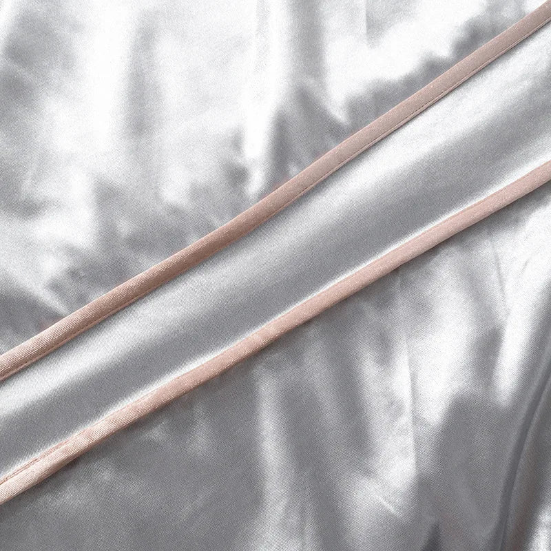 Gray Satin Top & Maxi Skirt Two Piece Set