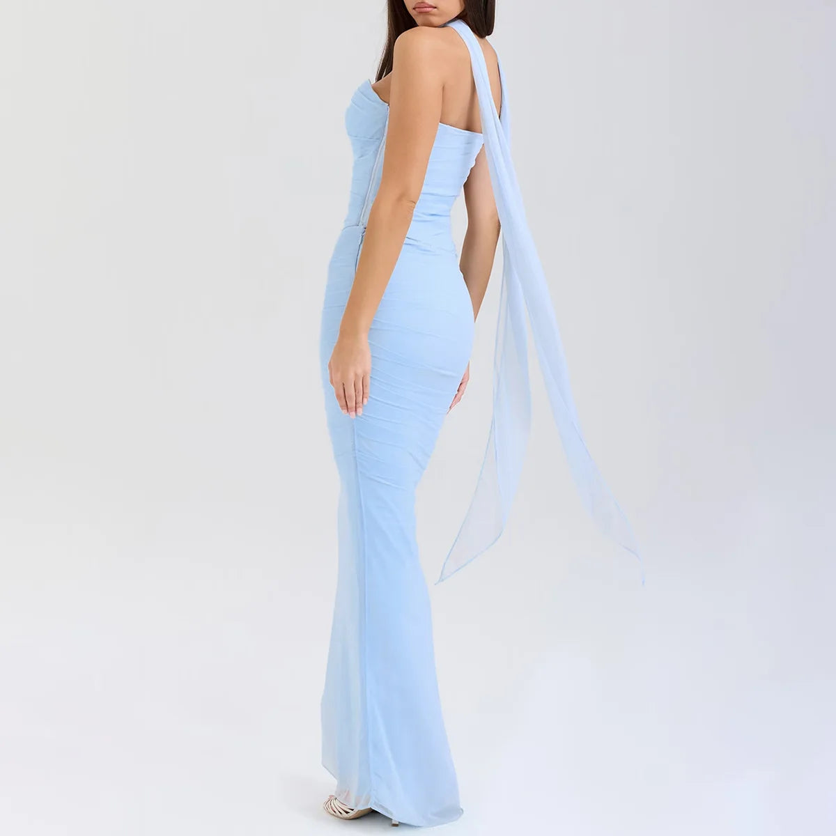 2 Pieces Dress Set with Scarf Matching Sets Cropped Top and Long Dress Set Casual Dress