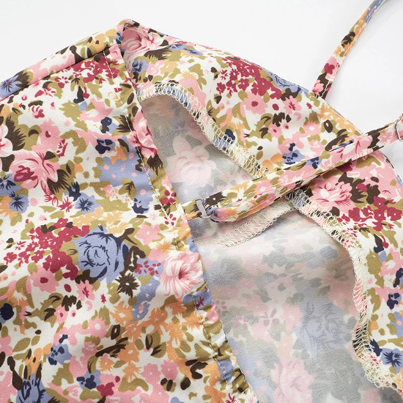 Floral Backless Pleated Two Piece Set