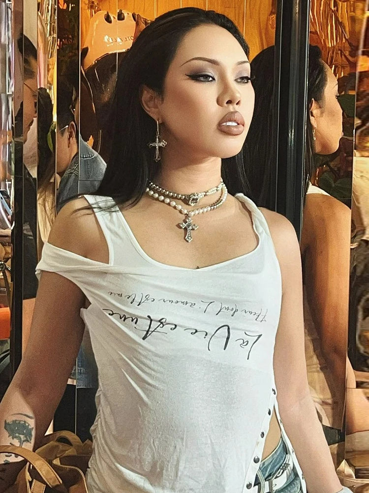 White Square Neck Top