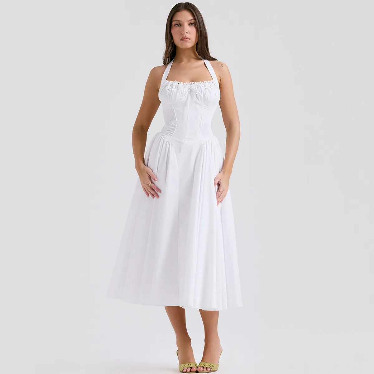 Slim Fit A-Line Halter Midi Dress