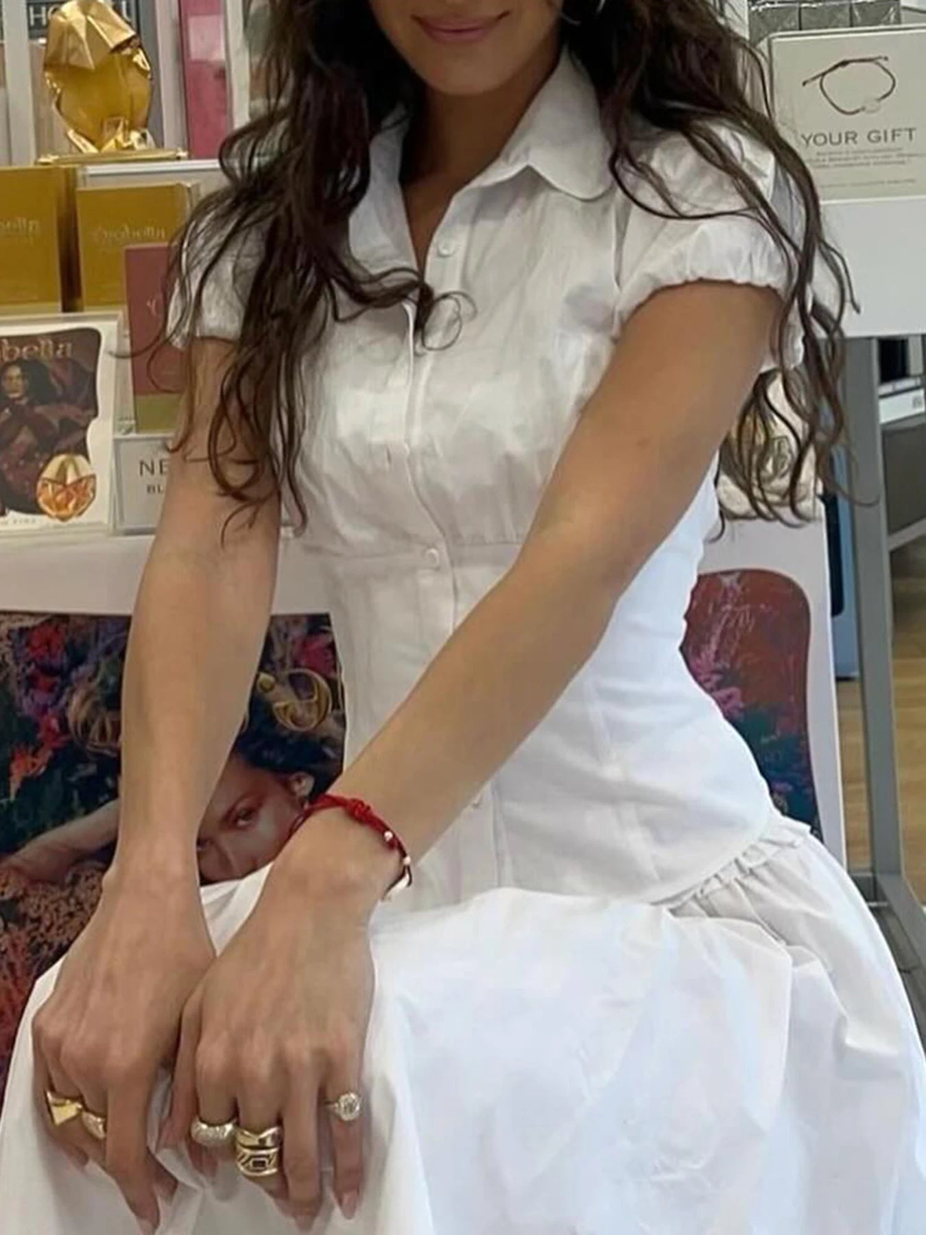 Tee Shirts Turn-down Collar Button Up Corset Blouses Short Sleeves Top