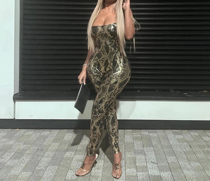 Jumpsuit Backless Cross Straps Shinning Vocation