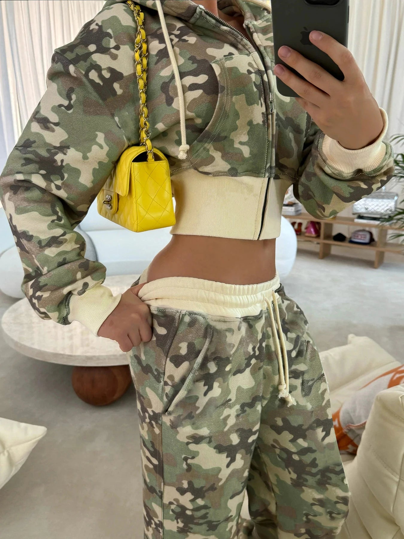 Camouflage Hoodie Coats Front-pockets Sweatshirts Long Seelves Jackets
