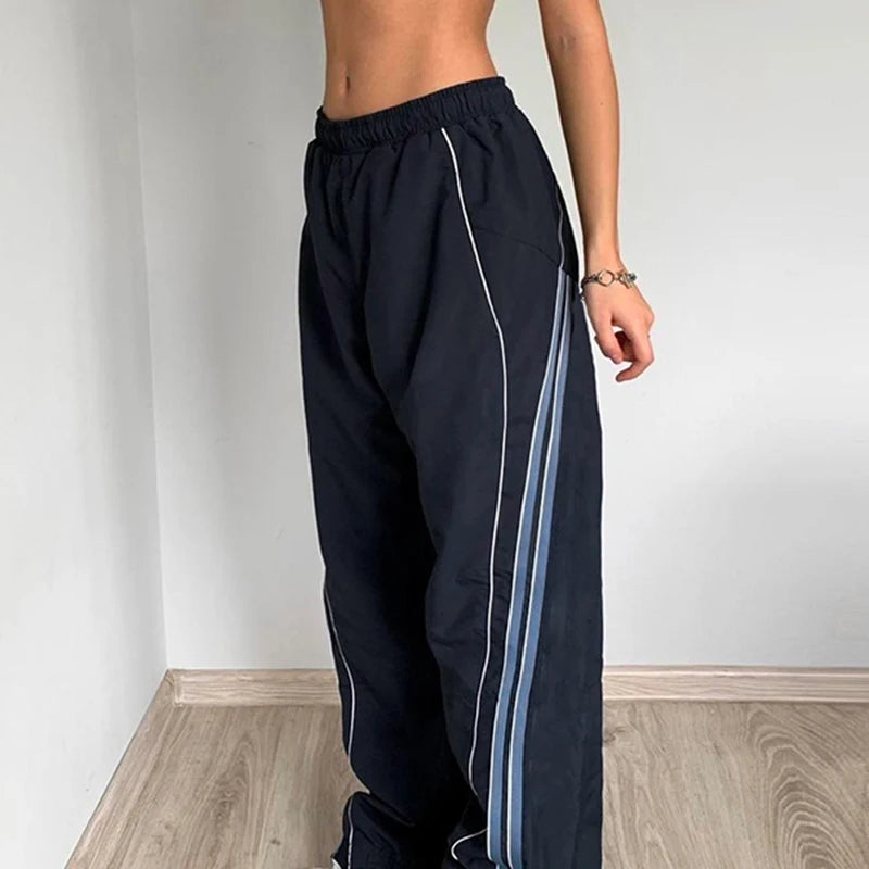 Striped Print Joggers Parachute Cargos Loose Baggy Sweatpants Pants