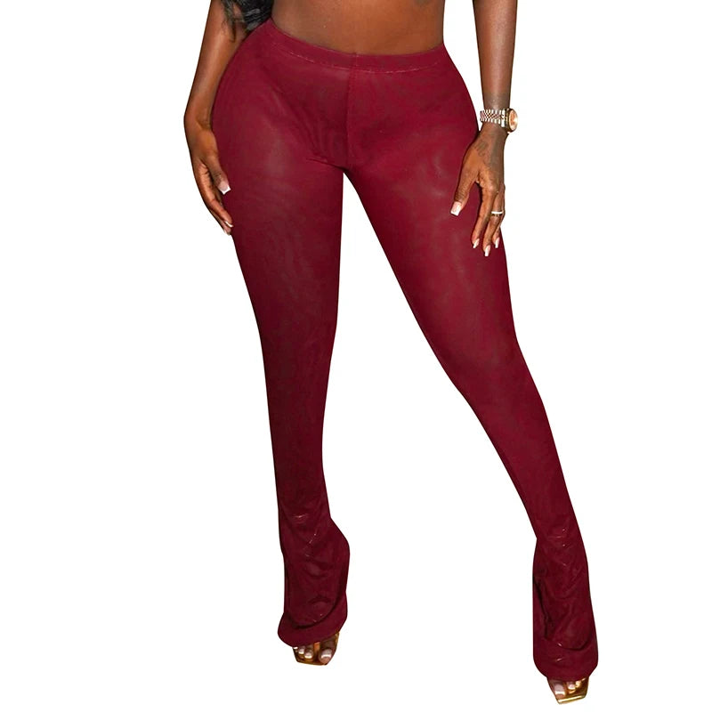 Meh See Thorugh Flar Pant Trend Skinny Bottom