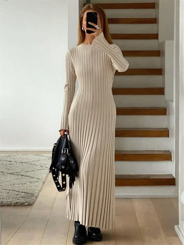 Knit Patchwork Loose Maxi Dress