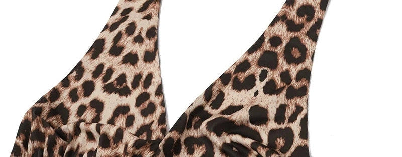 Backless Leopard Print Halter Tank Top
