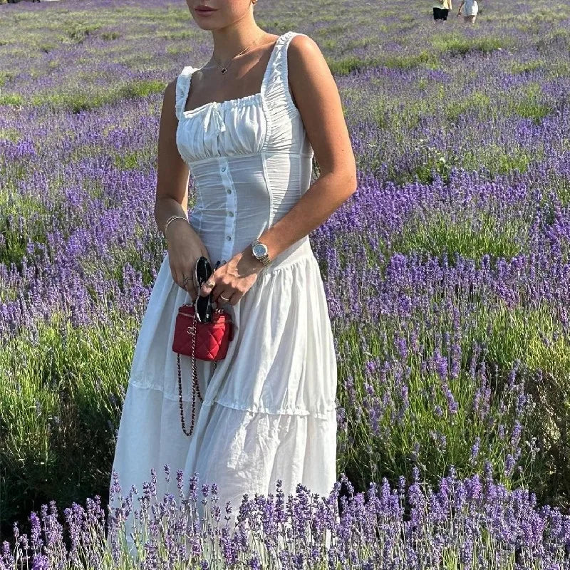 White Slim Sleeveless Maxi Dress