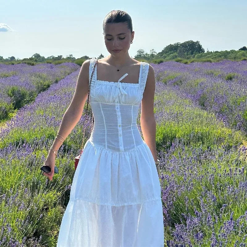 White Slim Sleeveless Maxi Dress