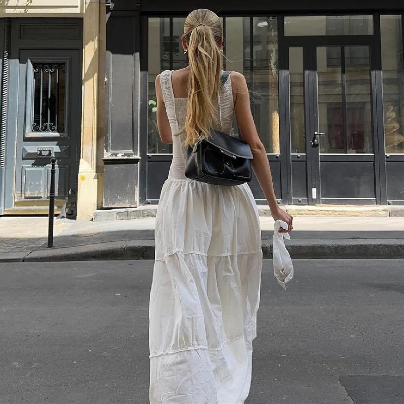 White Slim Sleeveless Maxi Dress