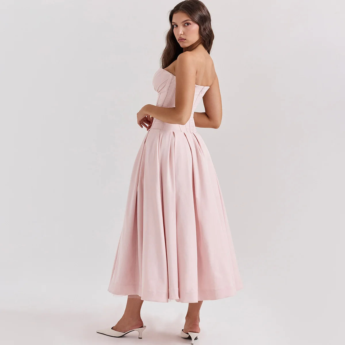 Strapless mal Occasion Dress Midi Dresses Red Wedding Guess Dress