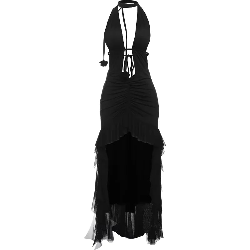 Spring Release Junior Ankle-Length Milk Silk High Dress Girl Slim Cleavage Backless Robe