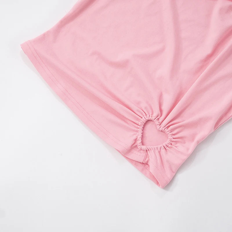 Spring ‘s Love Hollow Out Design Color Set Round Neck Sleeveless Tank Top Low Waist Pants Sets