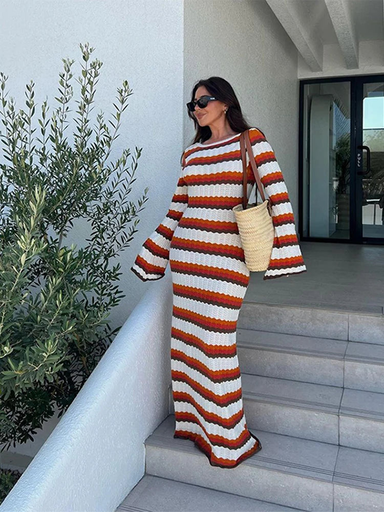 Knitted Backless Maxi Dress