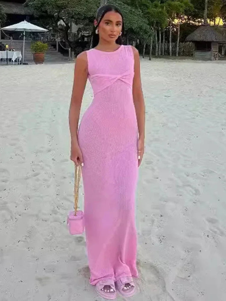 Knit See Through Maxi Dress