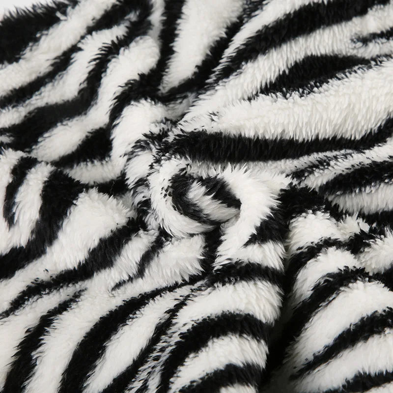 Zebra Stripes Faux Fur Bodycon Skirt