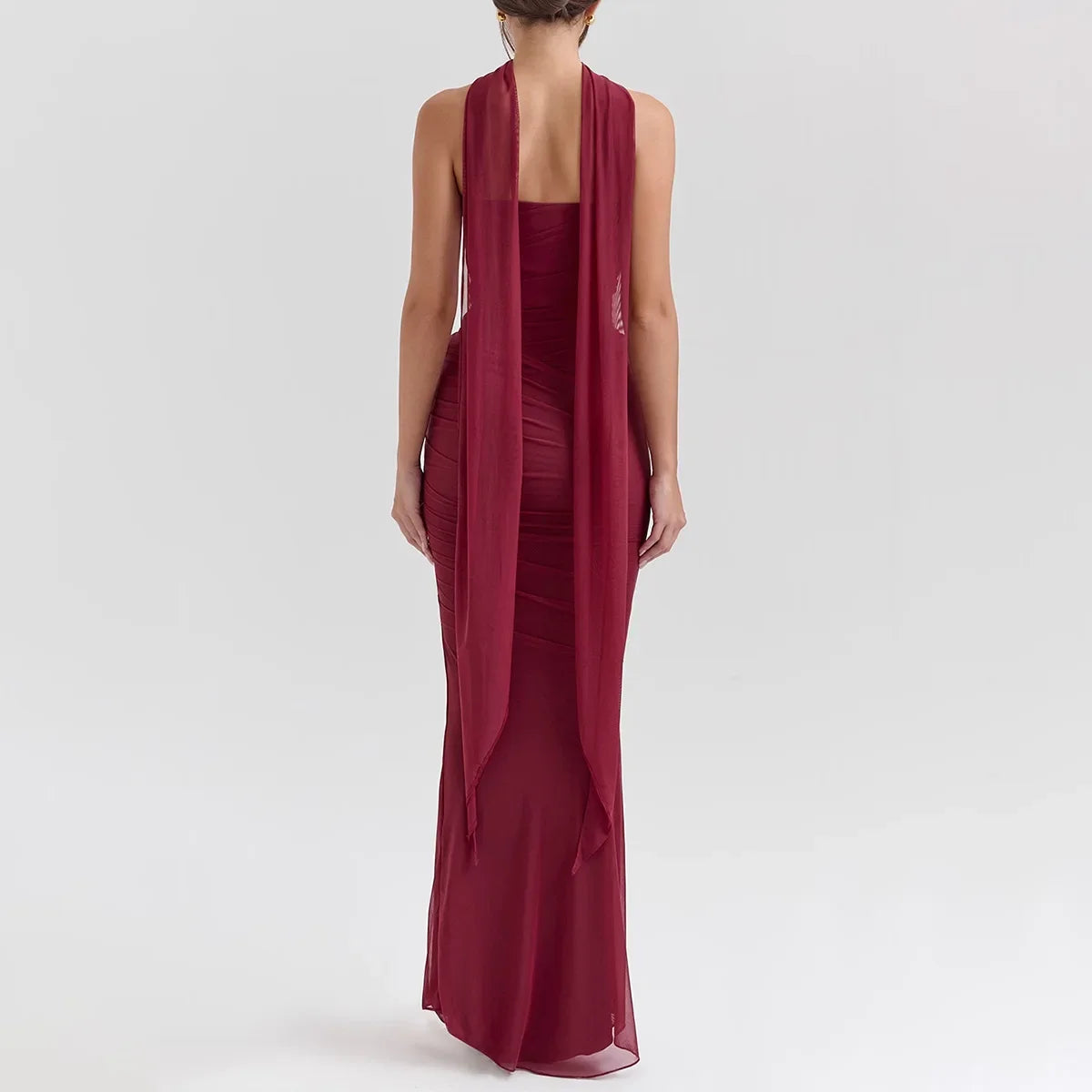 2 Pieces Dress Set with Scarf Matching Sets Cropped Top and Long Dress Set Casual Dress
