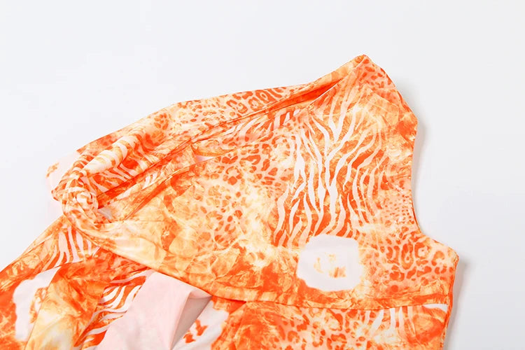 Orange Hollow Bodycon Mini Dress