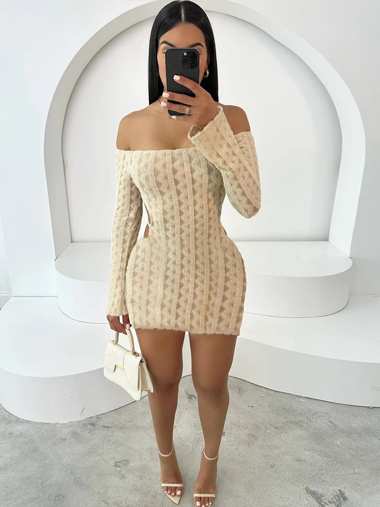 Khaki Slim Backless Mini Dress