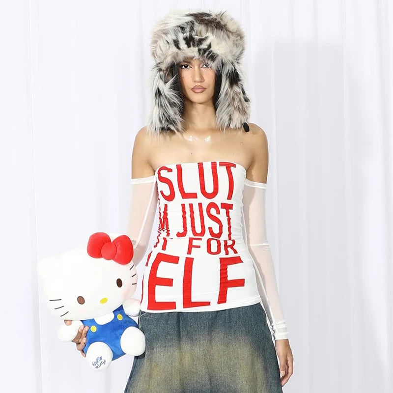 Sheath Long Sleeve Letter Slim Hip Dress
