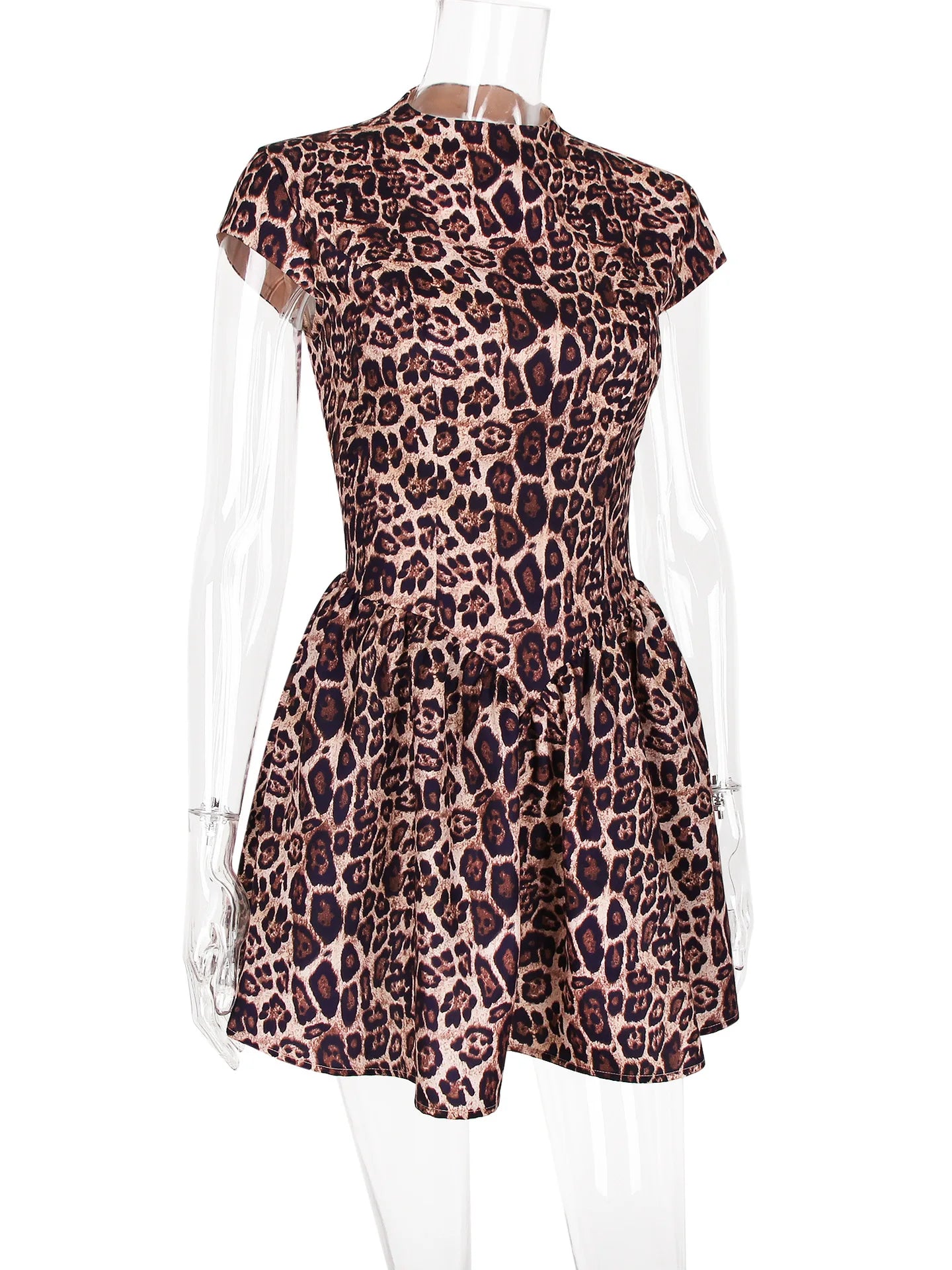 High-end Leopard Backless Dress Sweet and Spicy A-line Dresses
