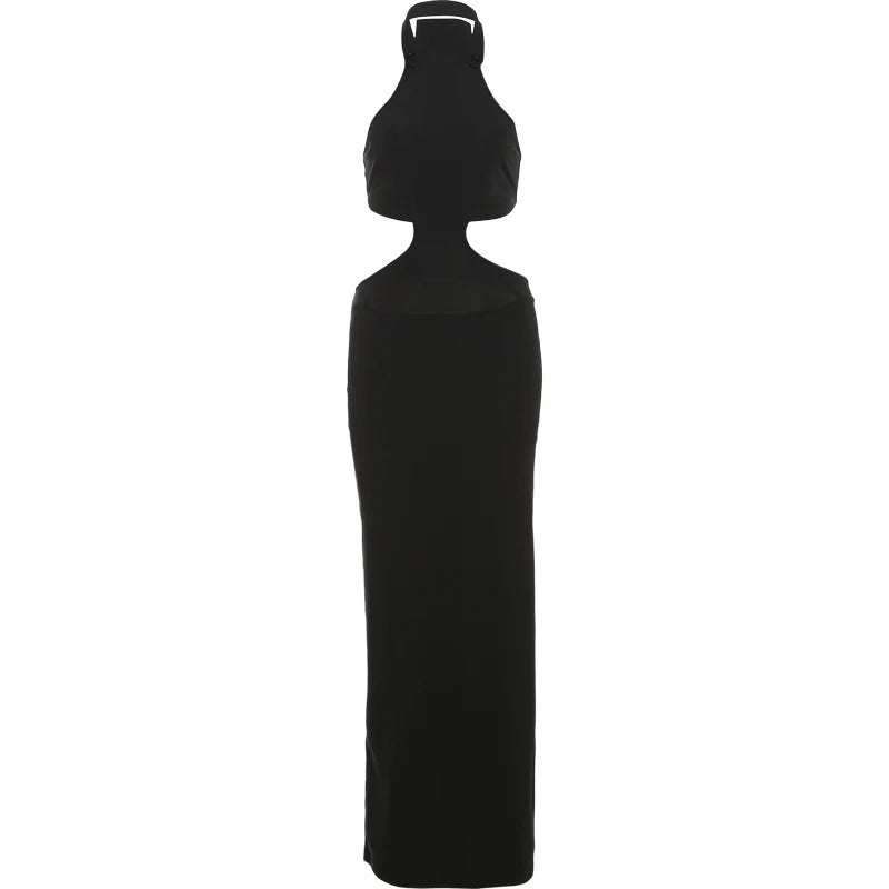 Maxi Dress Waistless Halter Hollow Cropping s Stretch Sleeveless