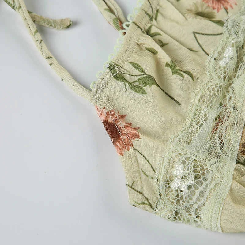 Green Lace Floral Top