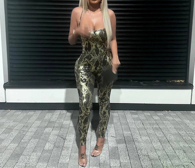 Jumpsuit Backless Cross Straps Shinning Vocation