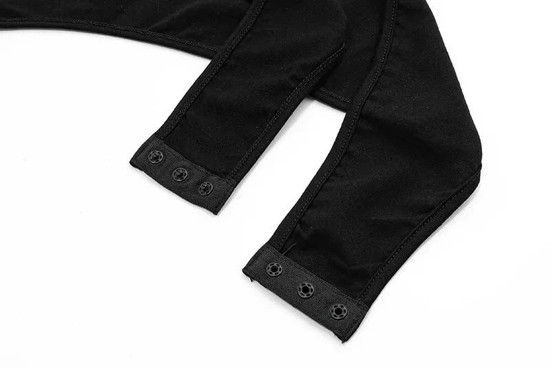 Black Hollow Out Backless Bodysuit and Mini Skirt Set