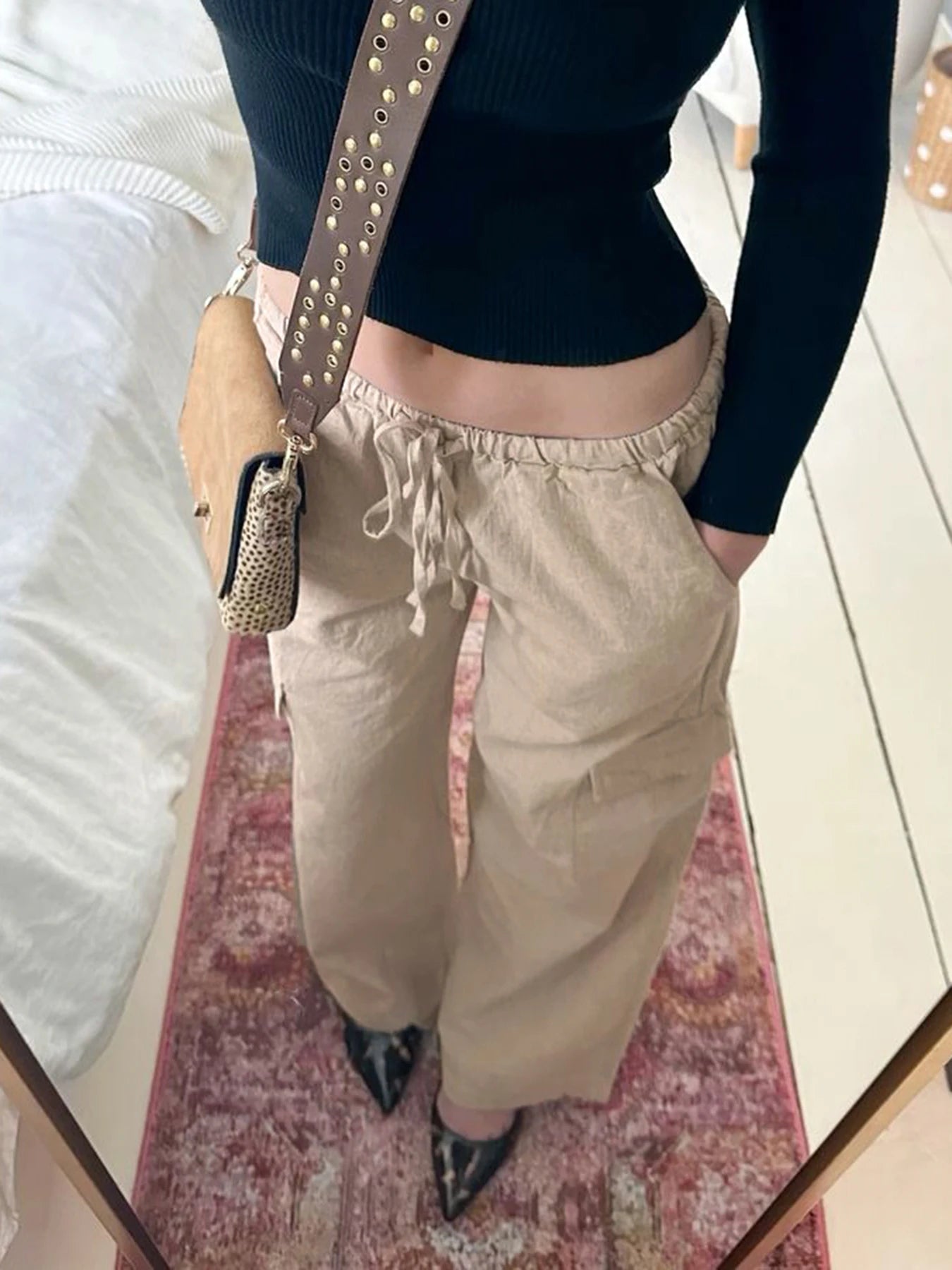 Joggers Cargo Pants Drawstring Wide Leg Trousers 's Bottoms