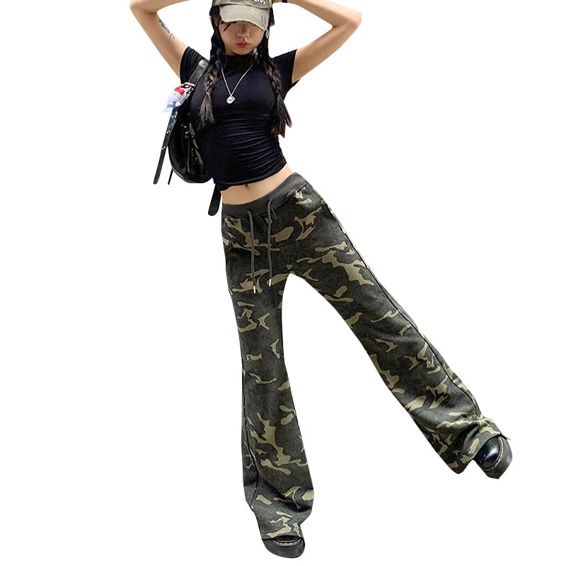 Camouflage Work Pant Wait Slim Mopping In Pant Wome