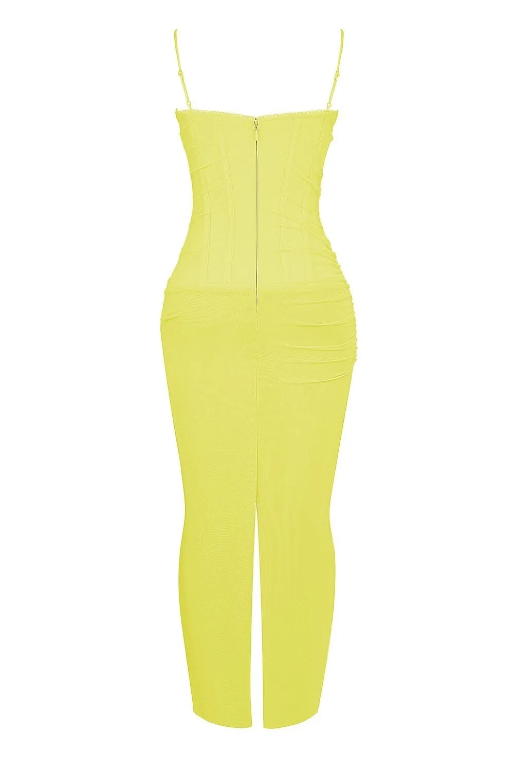 Spaghetti Strap Mesh Patchwork Double Layered Dress Bodycon Zipper Dress