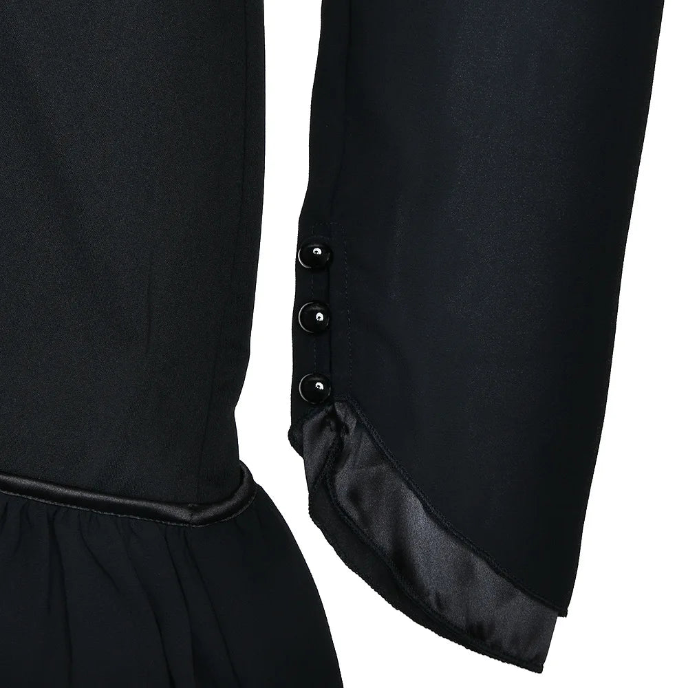 Square Collar Ruffles Chiffon Dress Long Sleeve Lace Up Dress