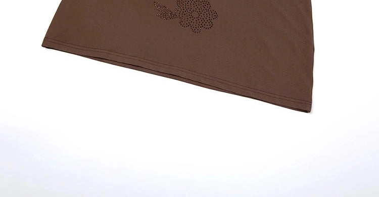 Fake Diamond Stickers Sundresses Low-Neck Flowers Backless ity Fad Mini Bodycon
