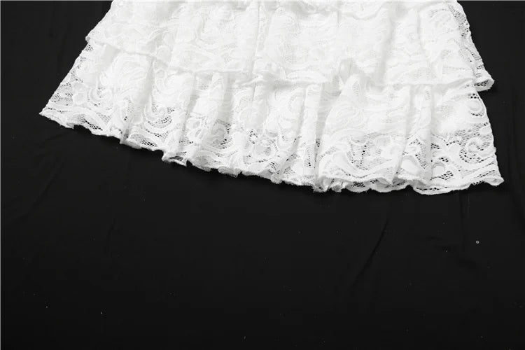 White Ruffles V-Neck Crop Top and Mini Skirt Set